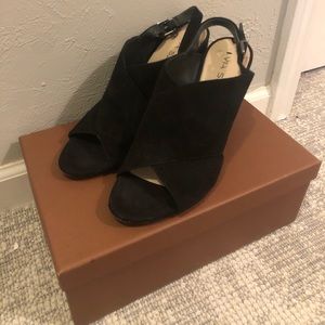 Via Spiga Suede Open Toed Heels